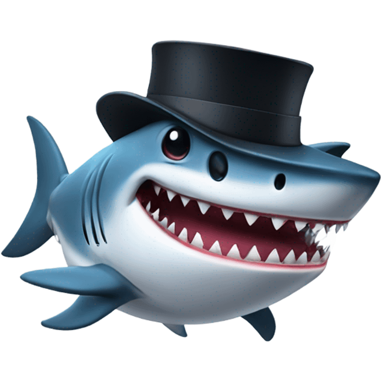 Shark with a top hat emoji