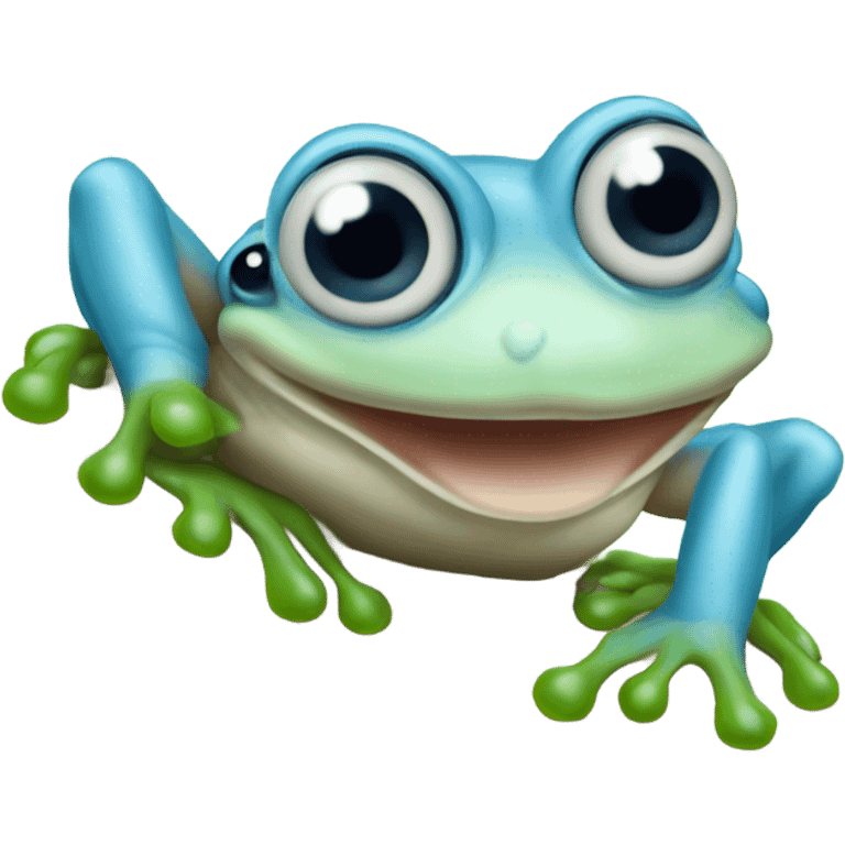 Whites tree frog with blue horned worm emoji