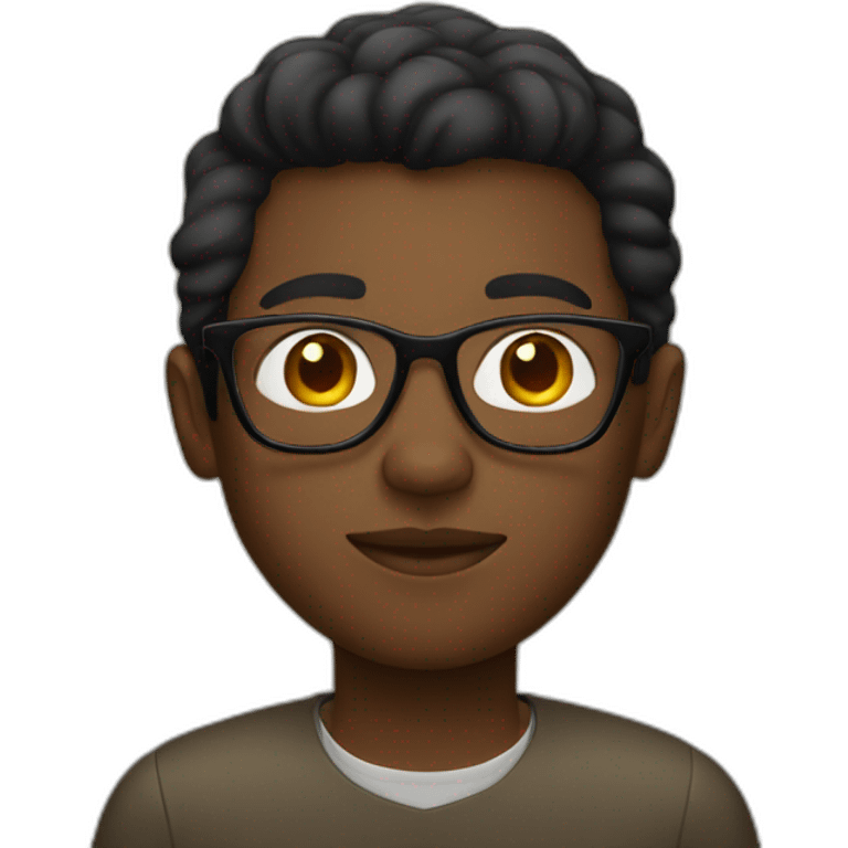 Young black man with glasses, apple style emoji  emoji