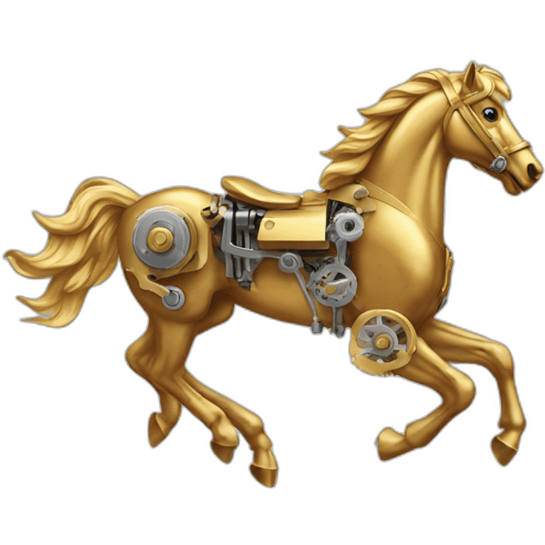 Mechanical golden running horse emoji