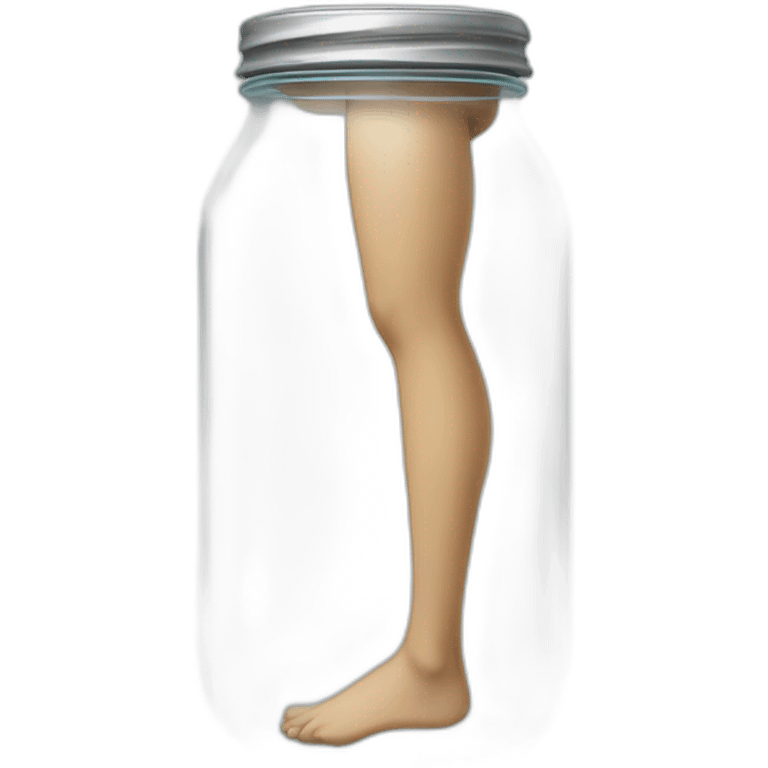 ((human legs)) standing over an ((empty transparent jar)),only legs visible emoji