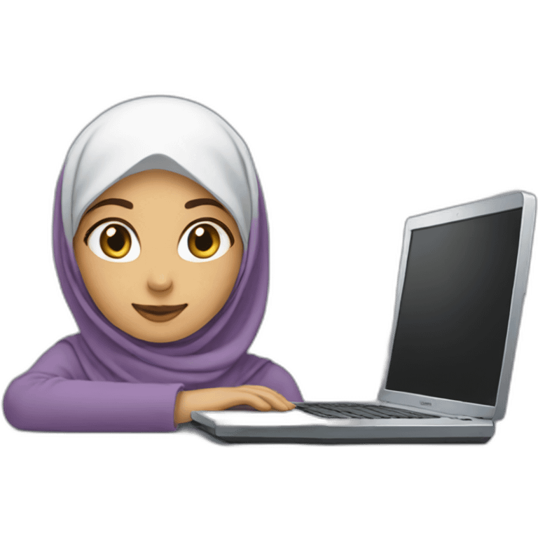 hijabi girl with computer dell emoji