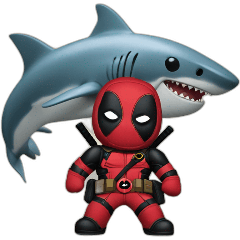 deadpool with shark plushie emoji