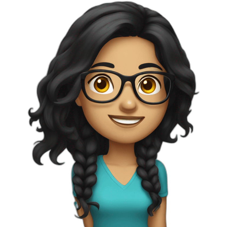 Barsa latin girl long black hair with glasses emoji