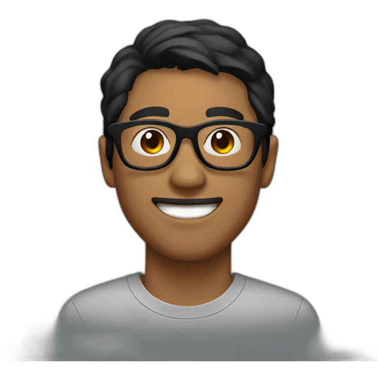 brown guy with short black hair hexagonal eyewear emoji