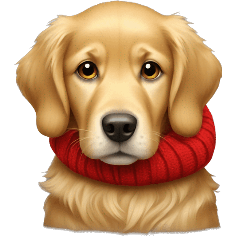 Golden retriever with red sweater emoji