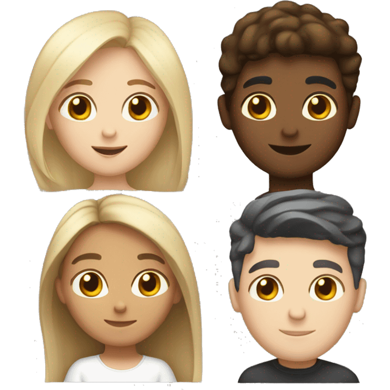 4 people 1 Hispanic girl 2 white girls and 1 white boy emoji