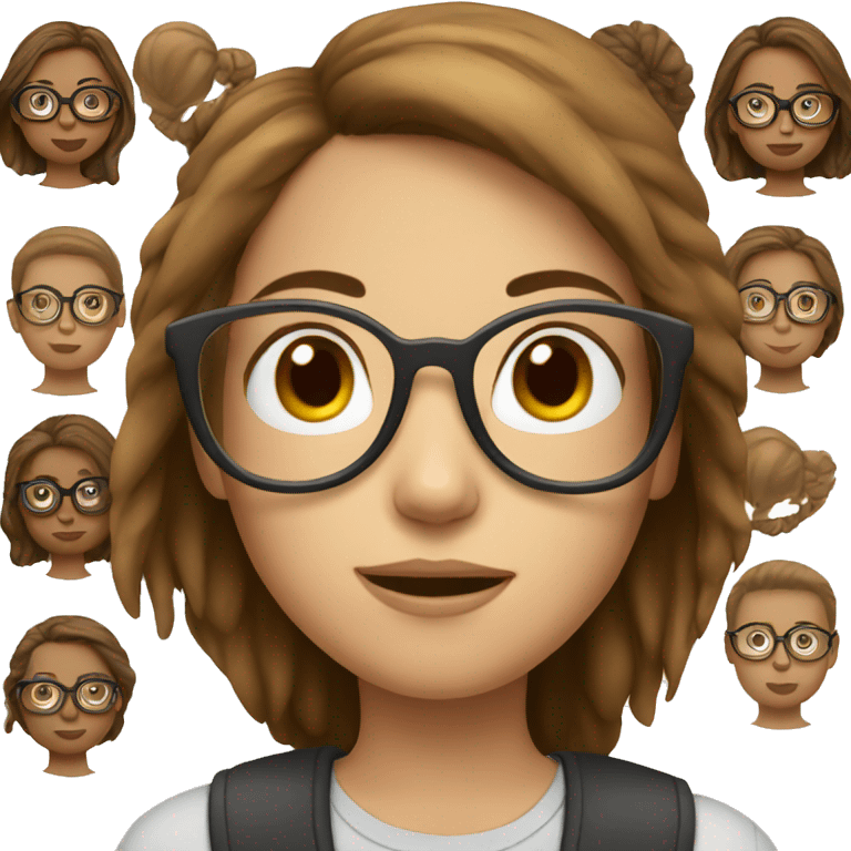 girl with brown hair and clear glasses emoji