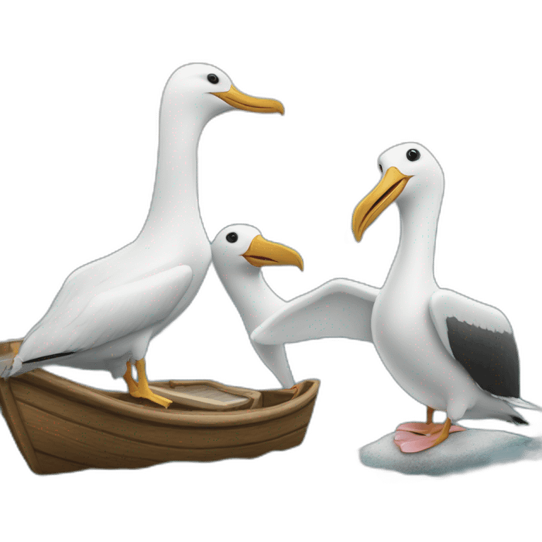 two albatrosses and one sailboat emoji