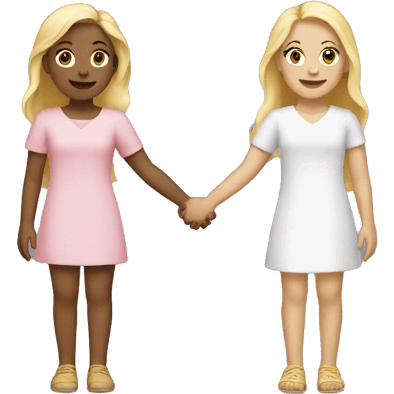 2 blonde girls holding hands emoji