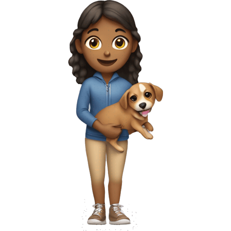 girl holding dog emoji