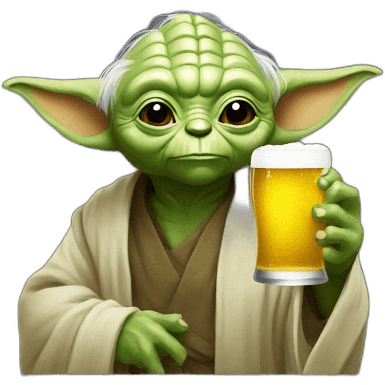 Yoda drinking a beer emoji