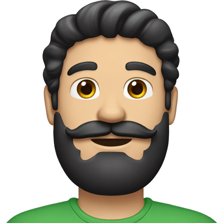 man with black hair beard and Mario mustache emoji