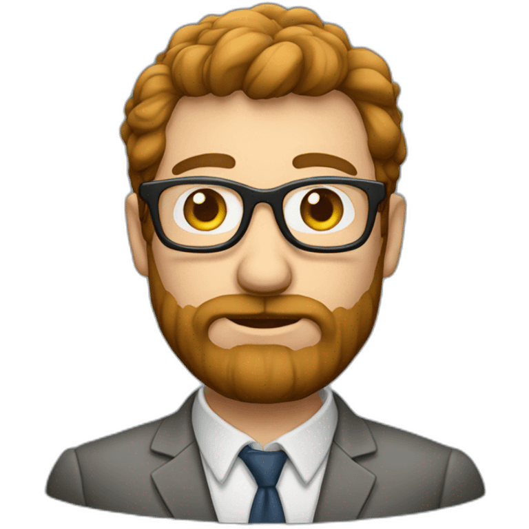 Profesor con pelo moreno, barba y gafas emoji