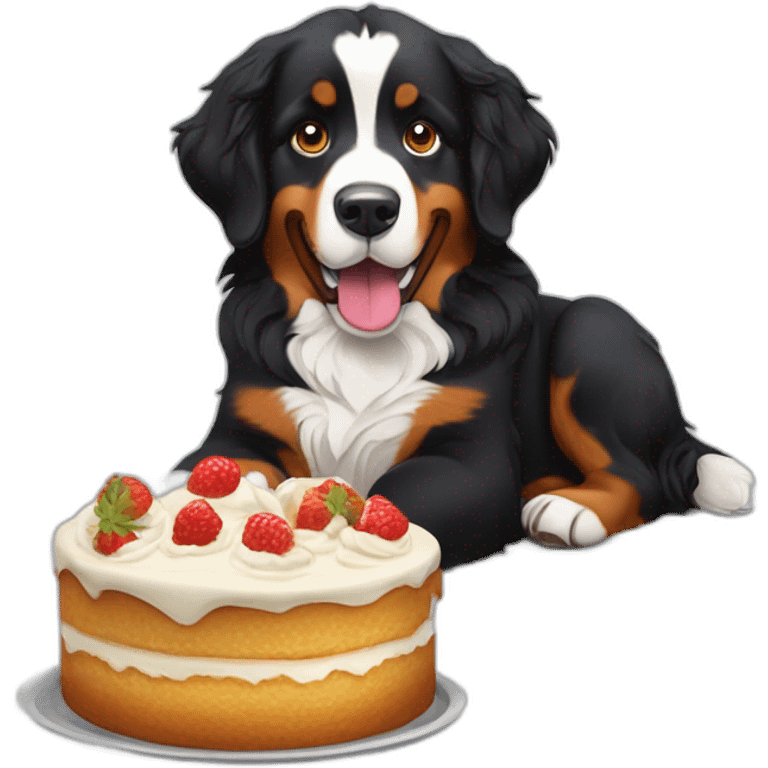 bernese mountain dog eating swiss dessert emoji