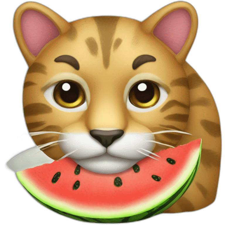 big cat eating watermelon emoji