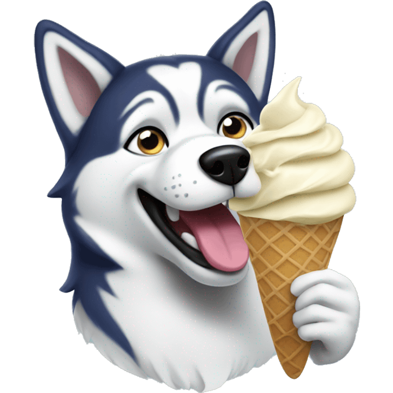 Husky eating ice cream emoji