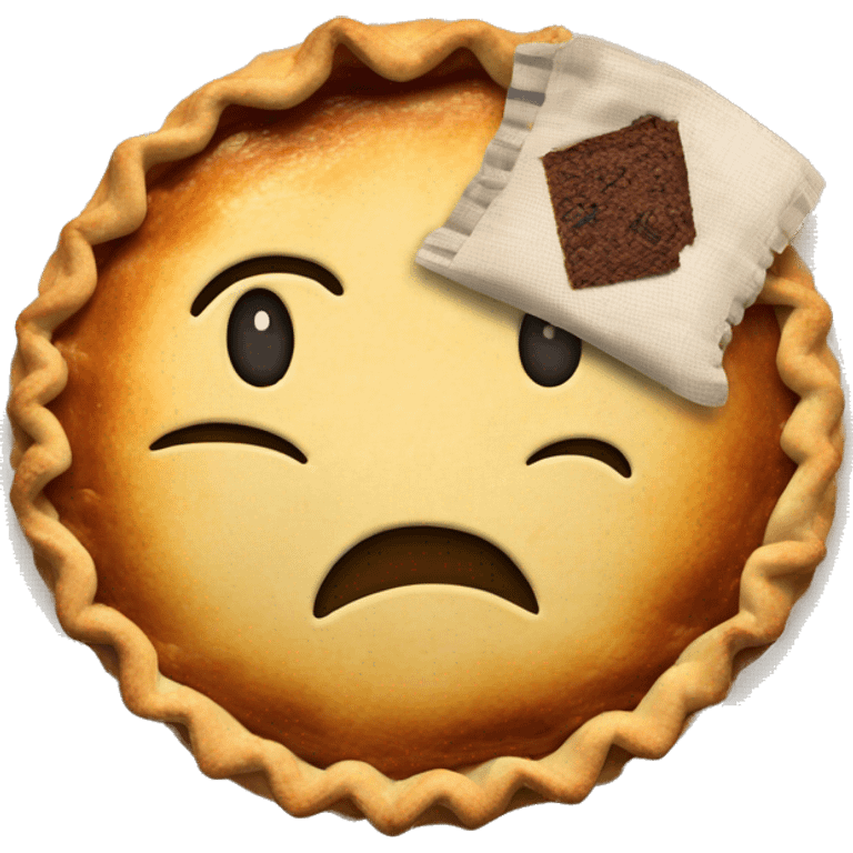 Pie with a belly holding a tea bag  emoji