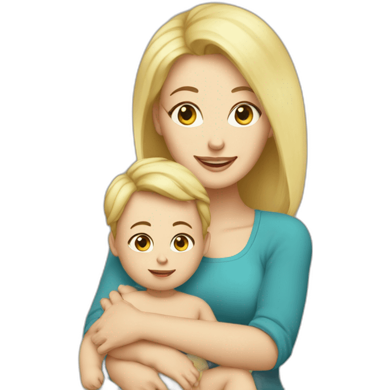 mother and baby son with blond hair5 and white skin full length emoji