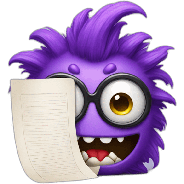 violet nerdy monster with a document emoji