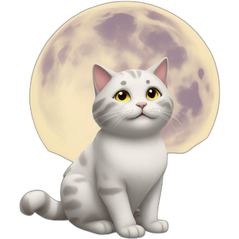 cat playing with the moon emoji