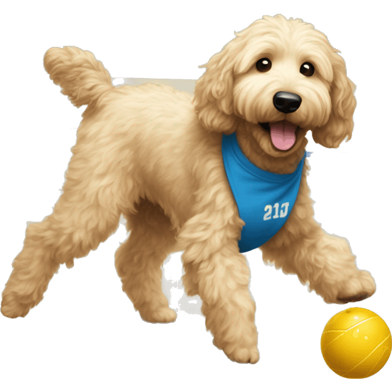 Goldendoodle playing pickleball emoji