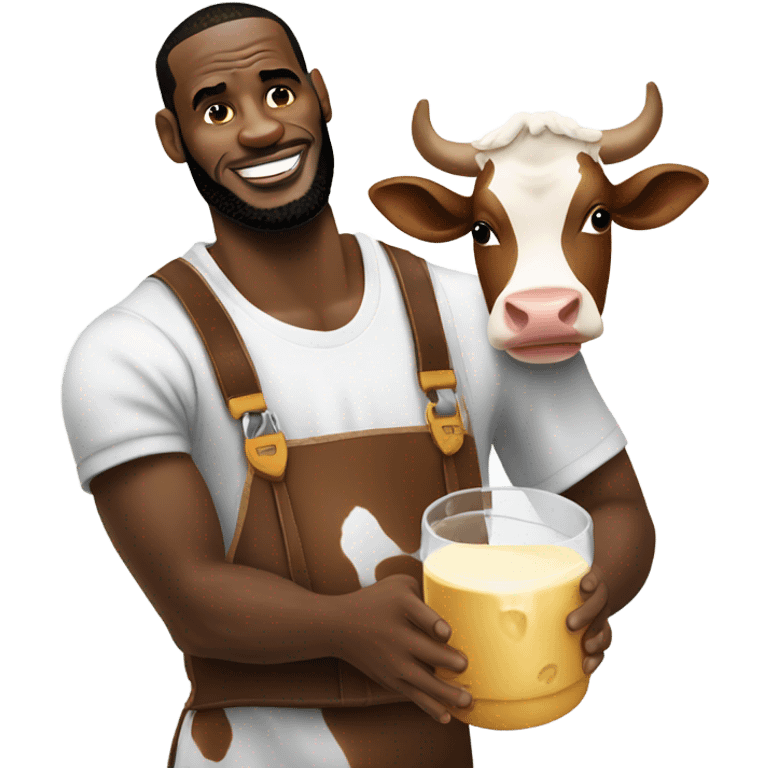 LeBron milking a cow emoji