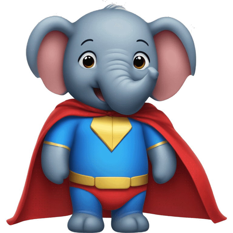 Elephant super-hero blue and red with a cape emoji