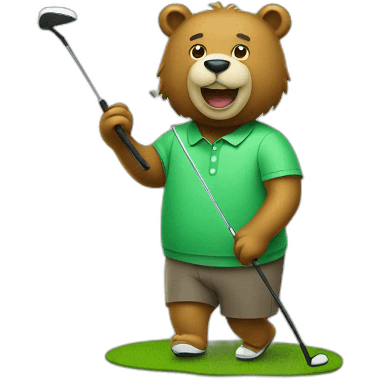 Bear playing golf emoji