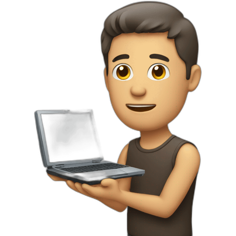 man holding computer emoji