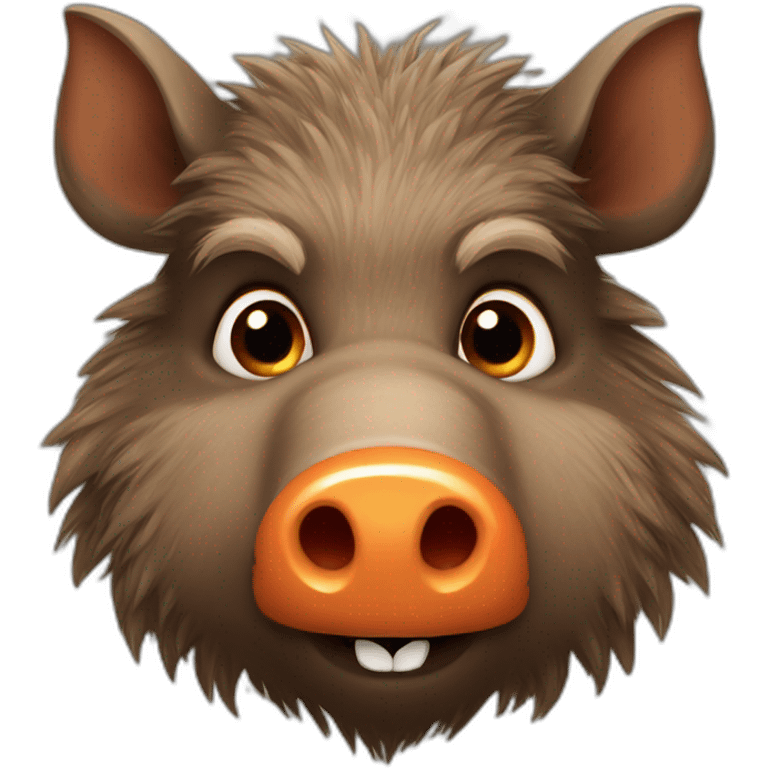 furry brown boar with orange cheeks and fangs emoji