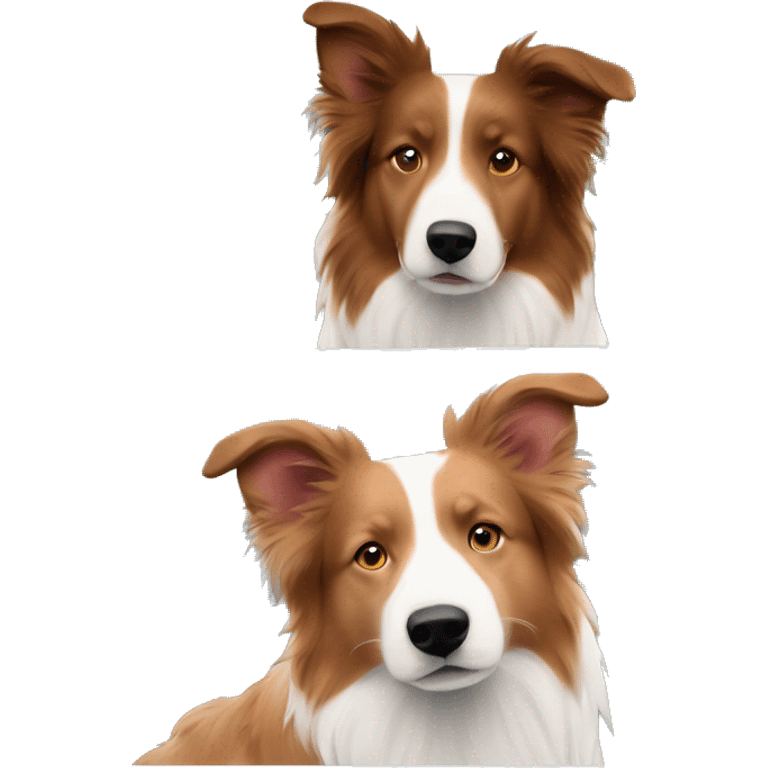 Couple in the mountains with red white border collie emoji