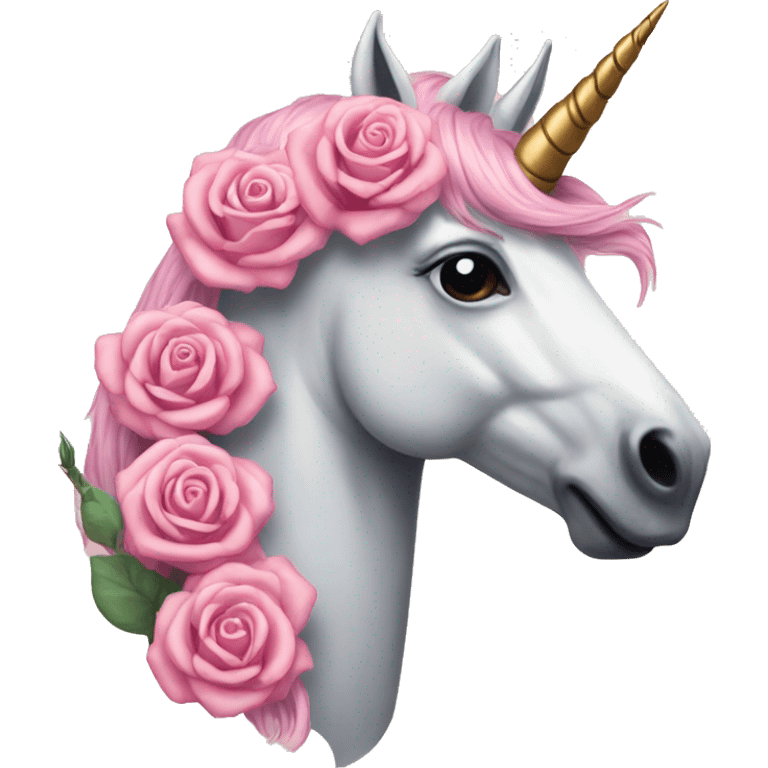 Realistic unicorn with roses in its mane emoji