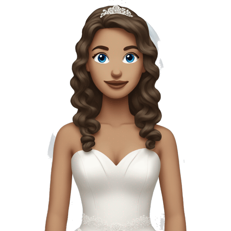 Brunette wavy hair bride with blue eyes emoji