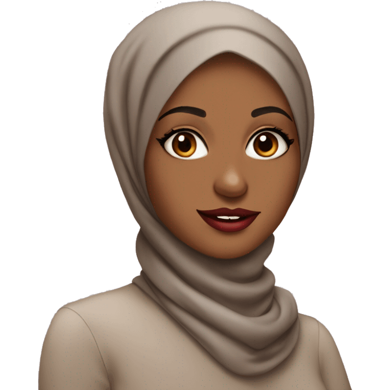 Hijabi brown girl with big red lips and big eyelashes  emoji