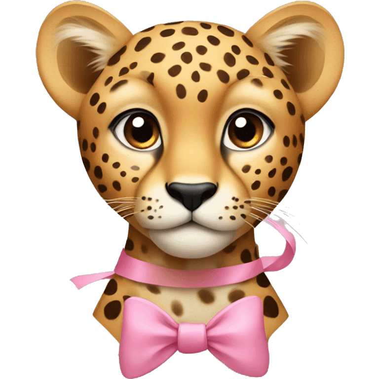 cheetah with a small pink bow emoji