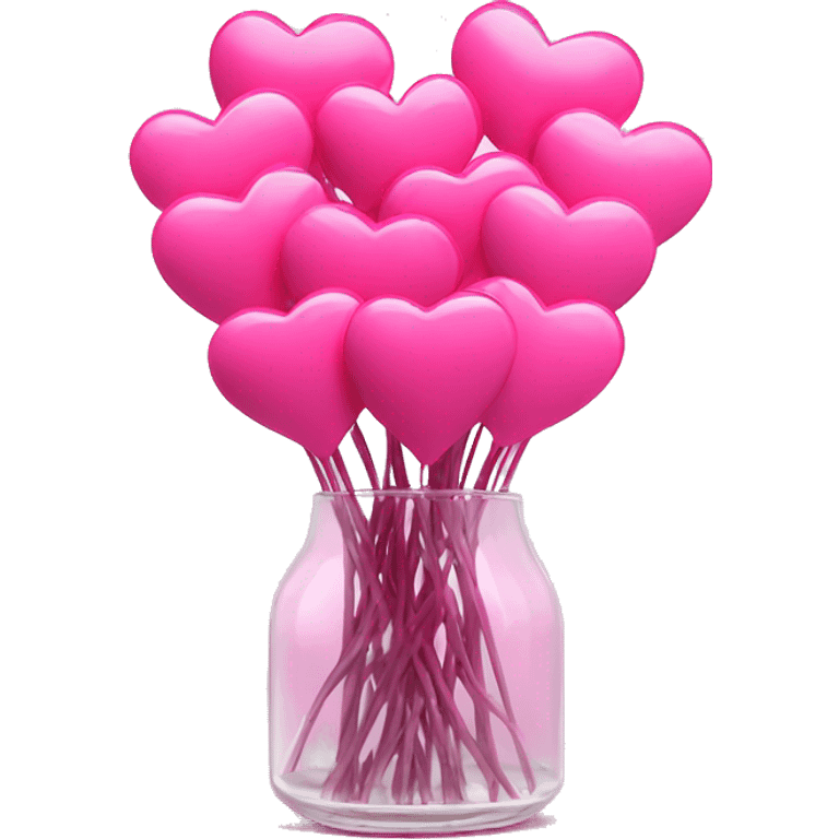 10000000 huge pink hearts on stems in a clear glass vase emoji