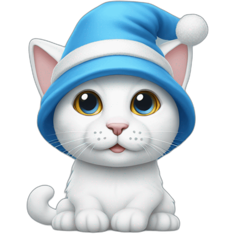 Smurf cat with white hat emoji