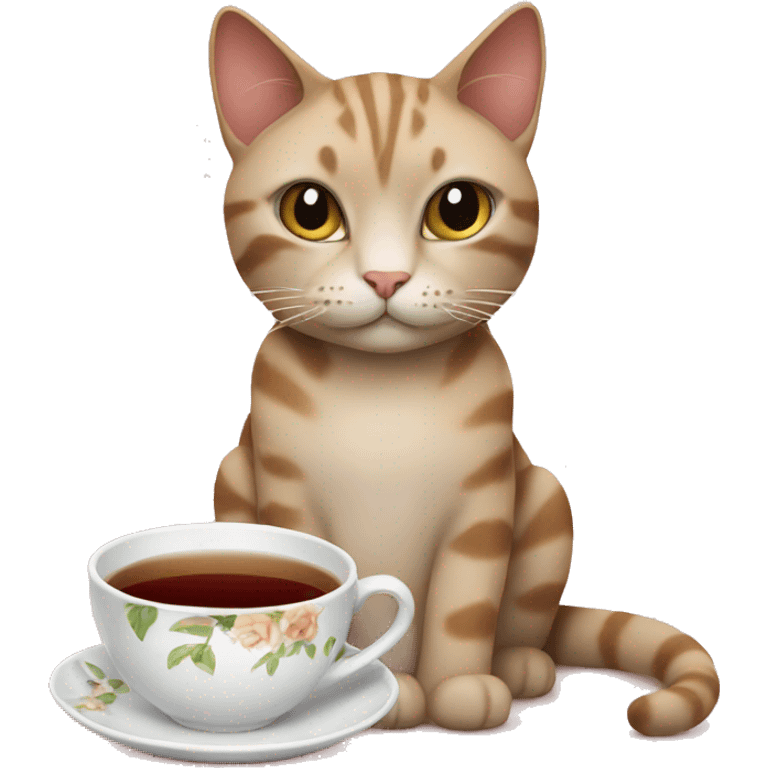 cat with tea emoji