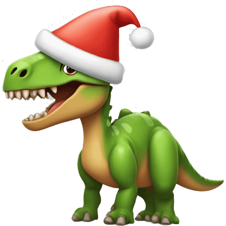 dinosaur with cute christmas hat emoji