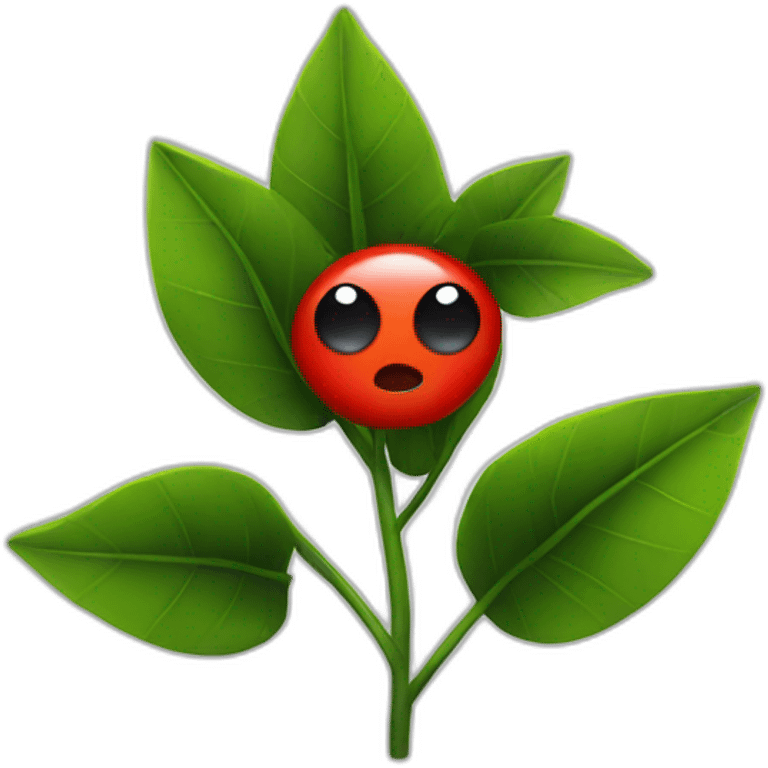 Plants black with one eye and red leaf emoji