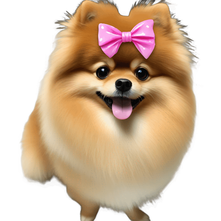 Pomeranian wearing a bow  emoji