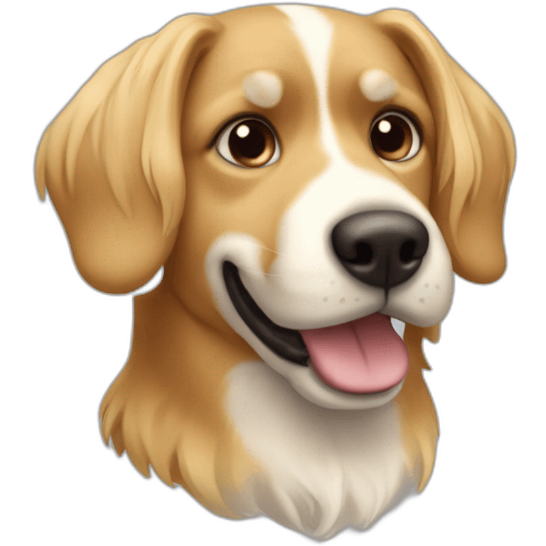 a dog with blonde hair on the top of his head and brune hair elsewhere  emoji