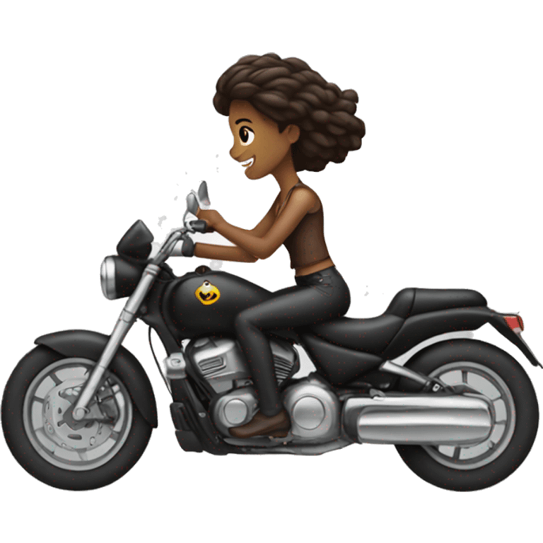 Woman riding motorcycle fast emoji