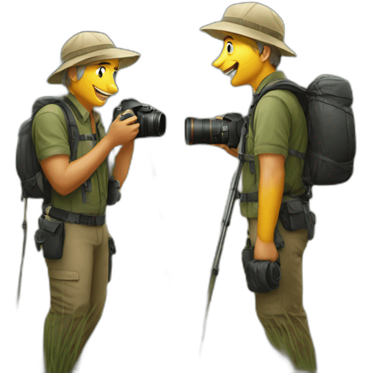 2 wildlife photographers talking emoji