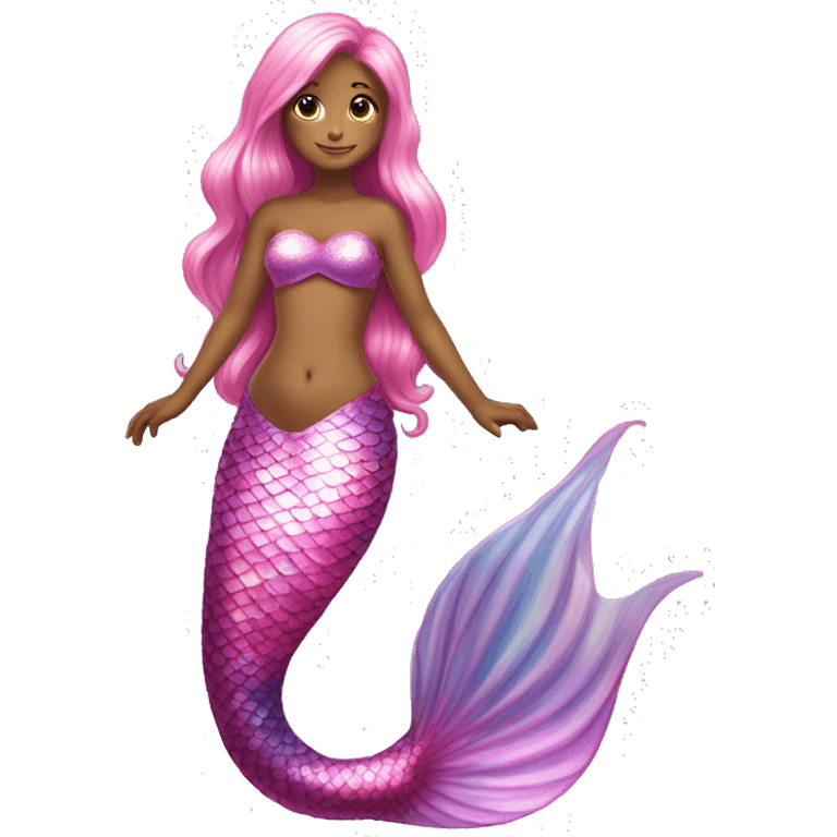 Iridescent mermaid tail full body long hair pink emoji