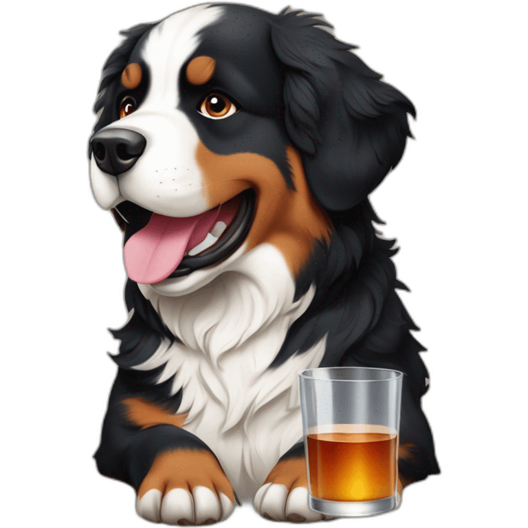 bernese mountain dog drinking rhum emoji