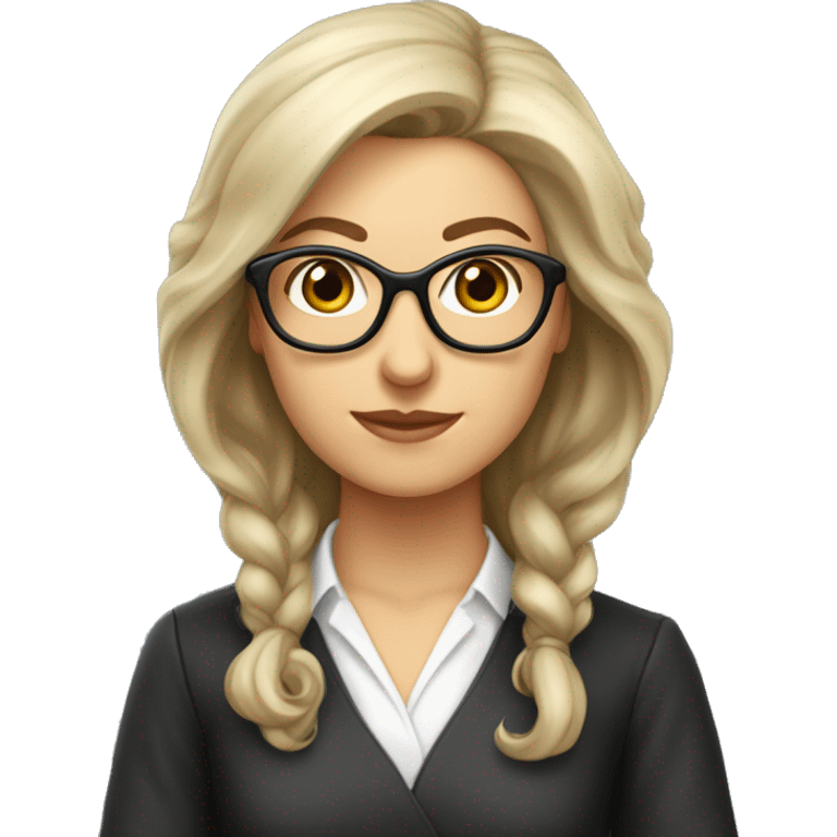 professora caucasiana, com cabelo castanho, até aos ombros e uns óculos tranparentes emoji