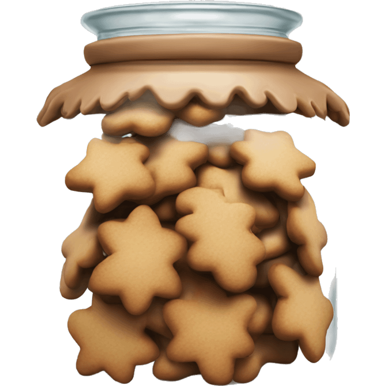 Realistic glass cookie jar with lid full of gingerbread cookies isolated.  emoji