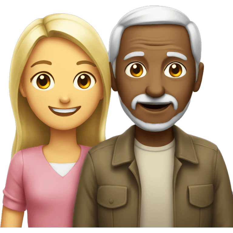 smiling girl with old man outdoors emoji